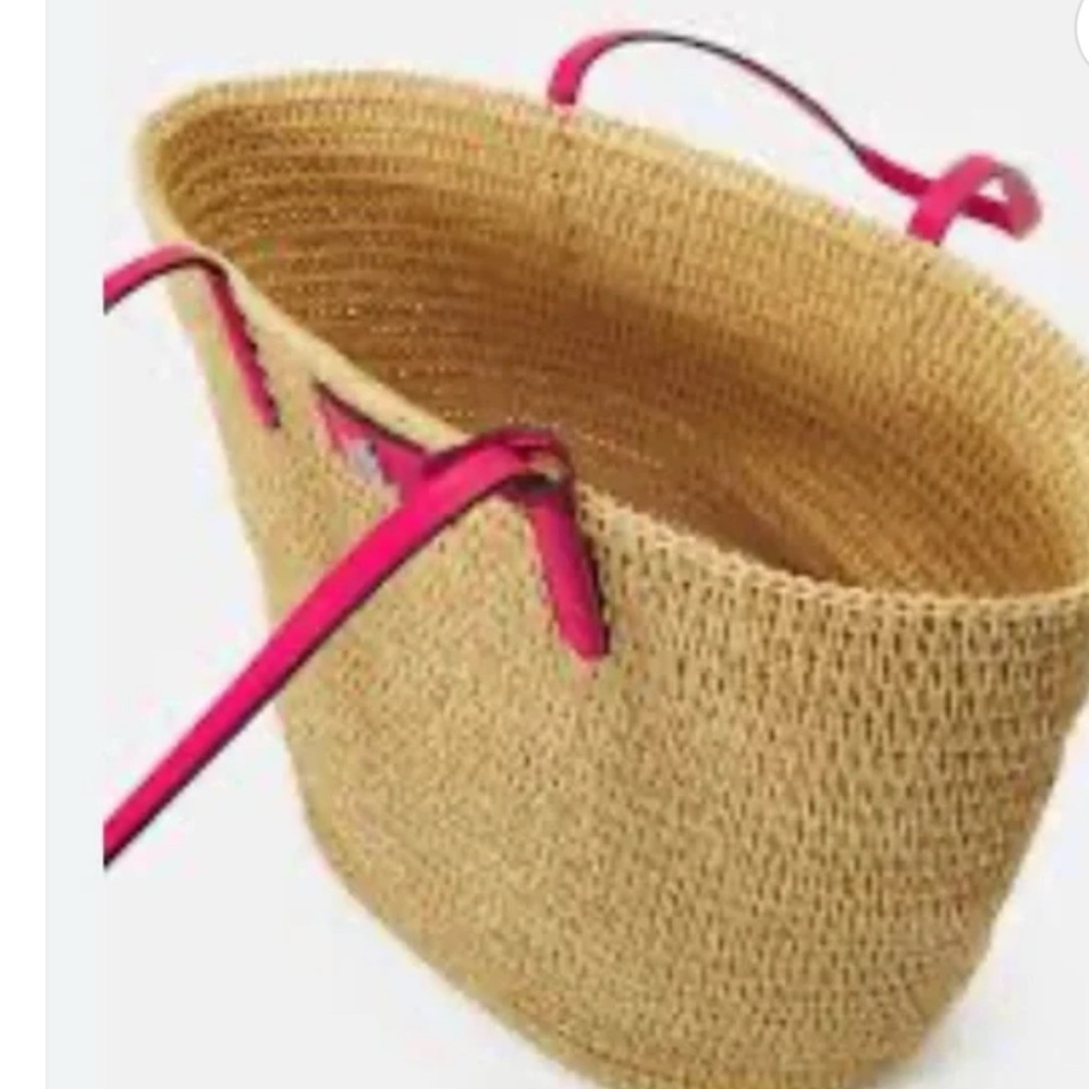 NWT Ralph Lauren Brie Tote Neutral Hot Pink Trim Designer Bag Gift Mother’s Day - Picture 6 of 11